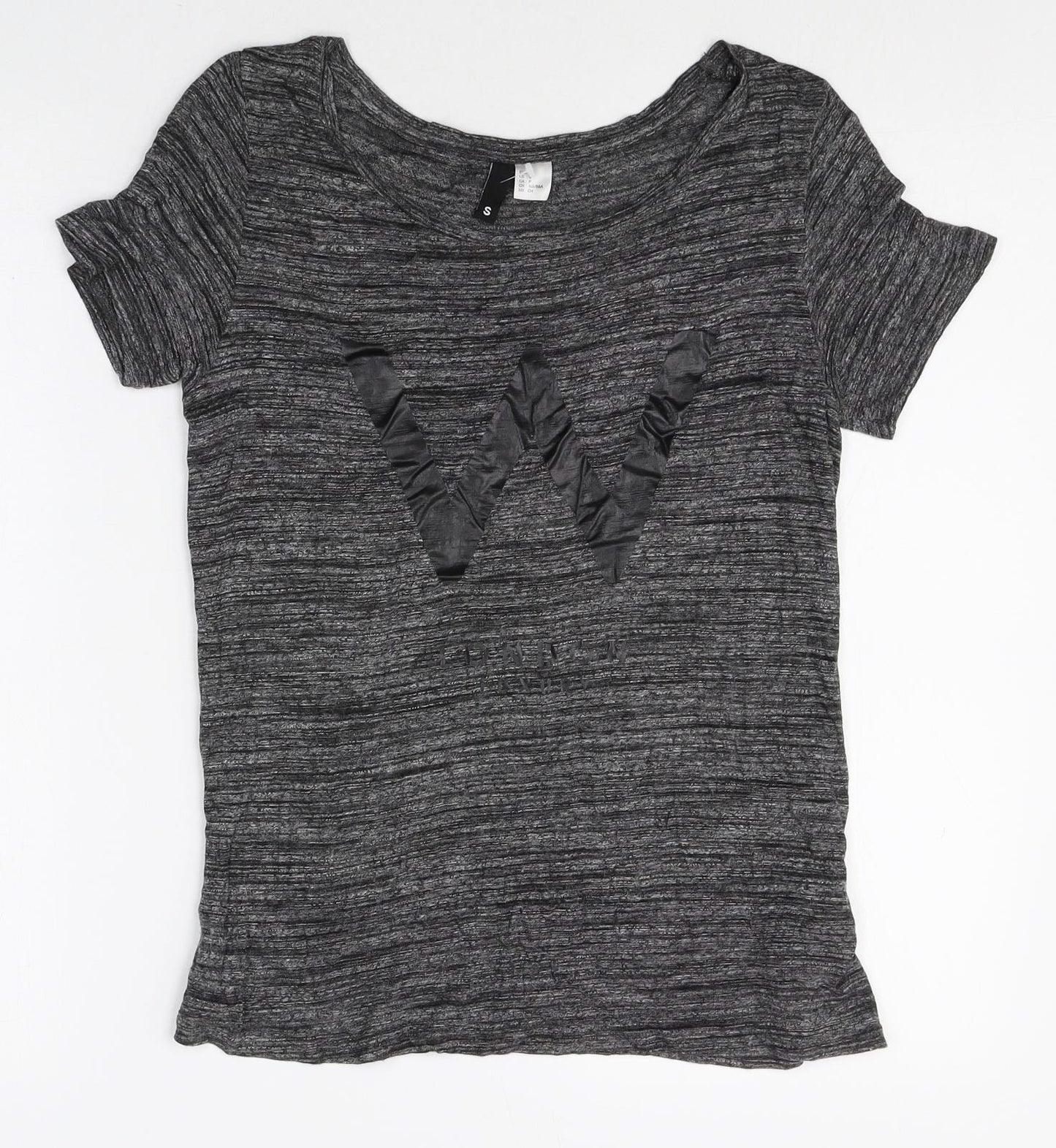 Divided Womens Grey Viscose Basic T-Shirt Size S Scoop Neck - W Initial