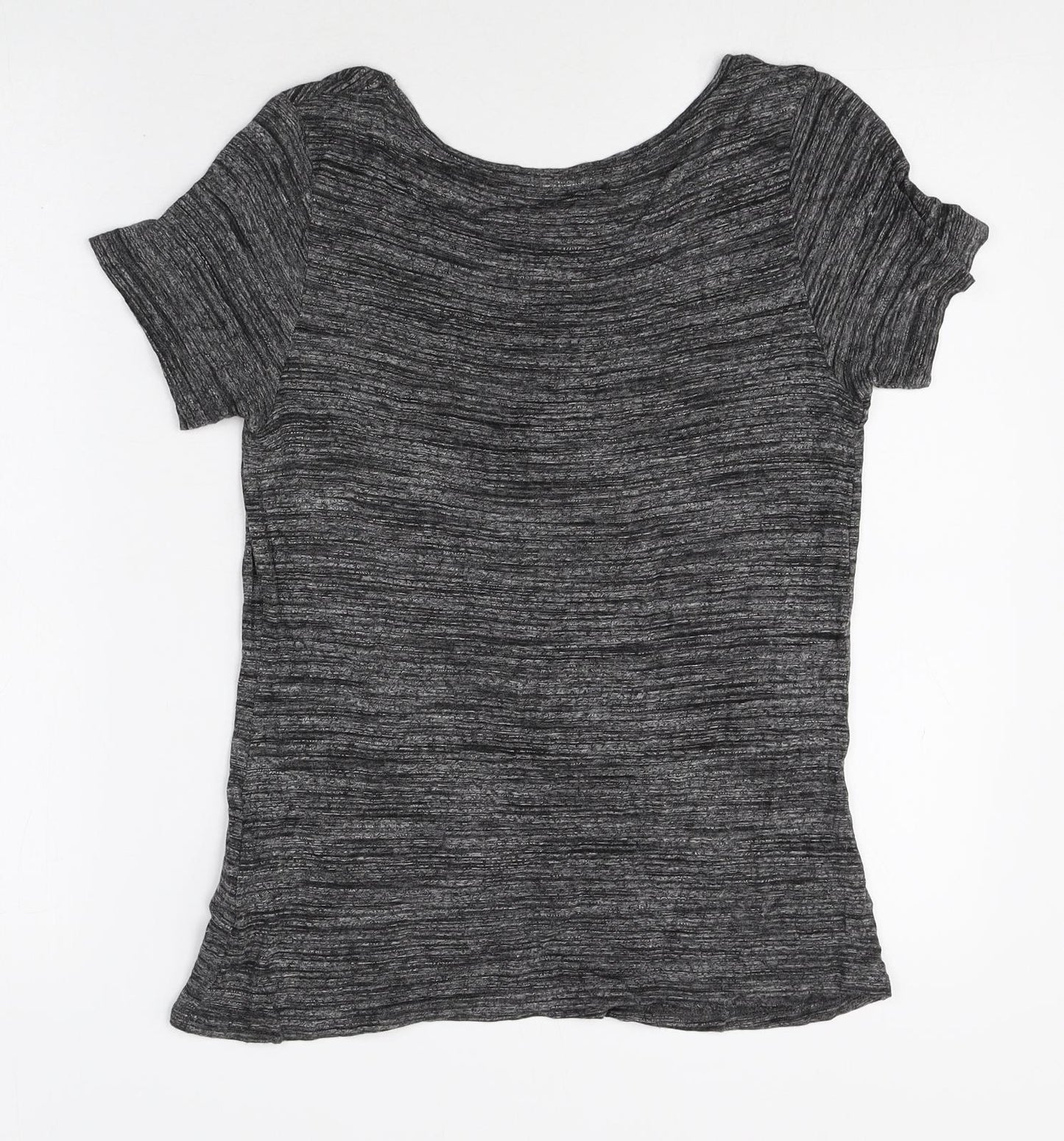 Divided Womens Grey Viscose Basic T-Shirt Size S Scoop Neck - W Initial