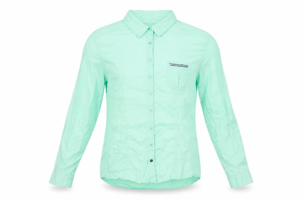 Scottage Womens Green Cotton Basic Button-Up Size 4 Collared