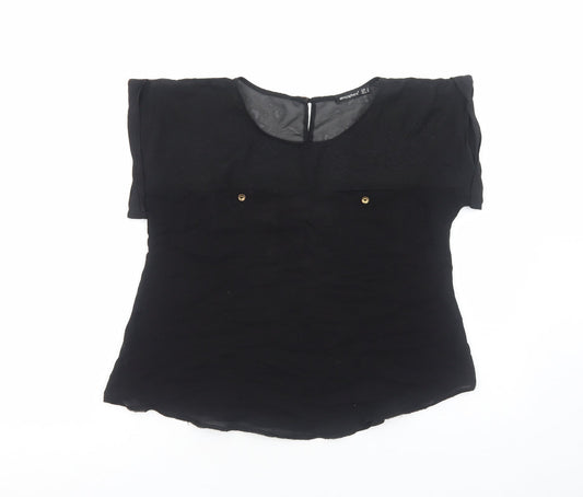 Atmosphere Womens Black Polyester Basic T-Shirt Size 8 Round Neck