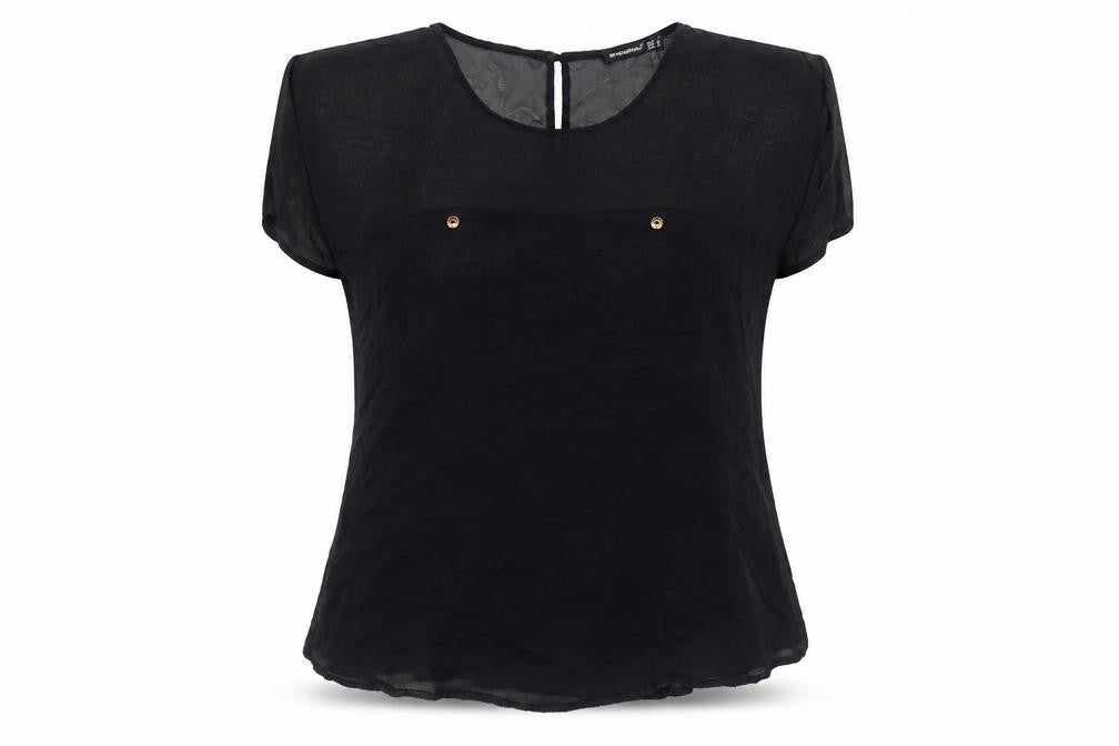 Atmosphere Womens Black Polyester Basic T-Shirt Size 8 Round Neck