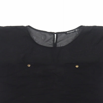 Atmosphere Womens Black Polyester Basic T-Shirt Size 8 Round Neck