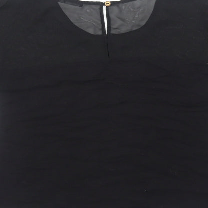 Atmosphere Womens Black Polyester Basic T-Shirt Size 8 Round Neck