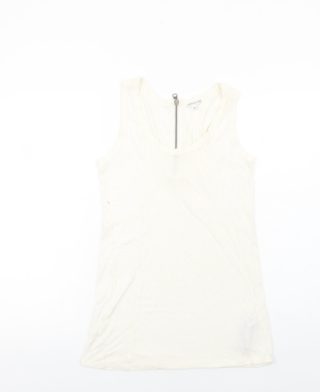 Marks and Spencer Womens Ivory Viscose Basic Tank Size 10 Round Neck