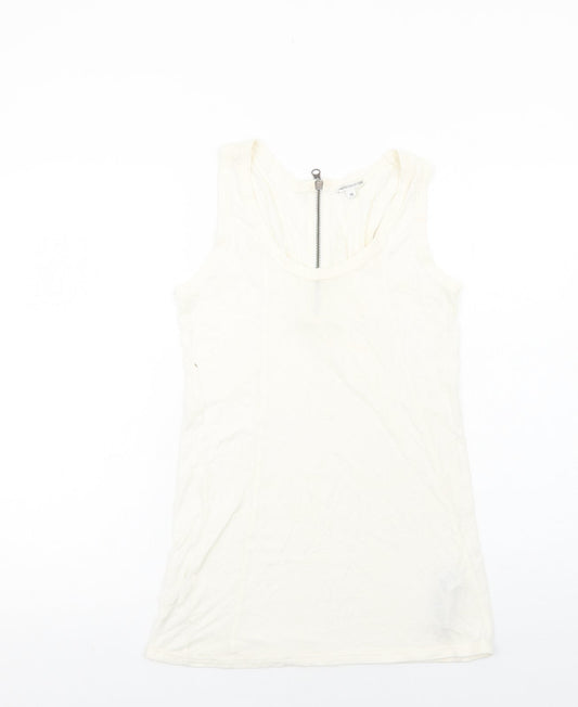 Marks and Spencer Womens Ivory Viscose Basic Tank Size 10 Round Neck