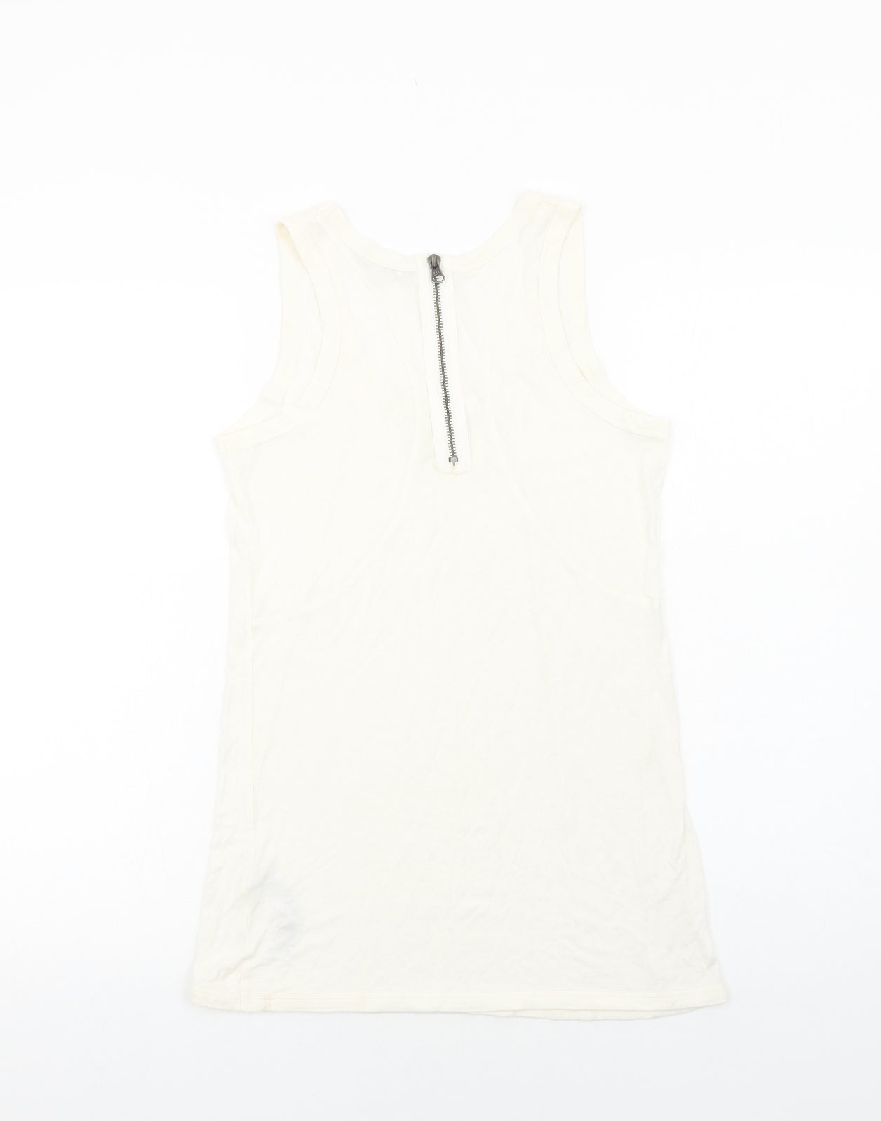Marks and Spencer Womens Ivory Viscose Basic Tank Size 10 Round Neck