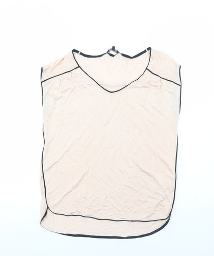 Phase Eight Womens Pink Viscose Basic T-Shirt Size 10 V-Neck