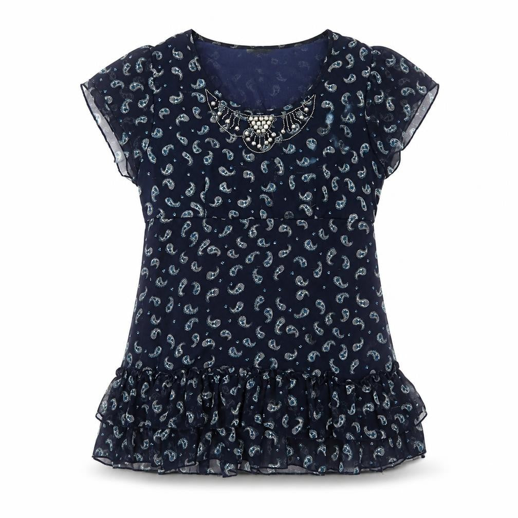 Wallis Womens Blue Paisley Polyester Basic Blouse Size M Round Neck