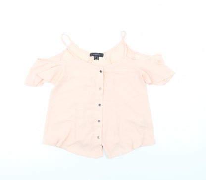 Primark Womens Pink Polyester Basic Blouse Size 6 Off the Shoulder