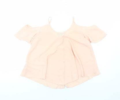 Primark Womens Pink Polyester Basic Blouse Size 6 Off the Shoulder