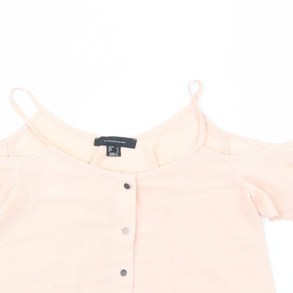 Primark Womens Pink Polyester Basic Blouse Size 6 Off the Shoulder
