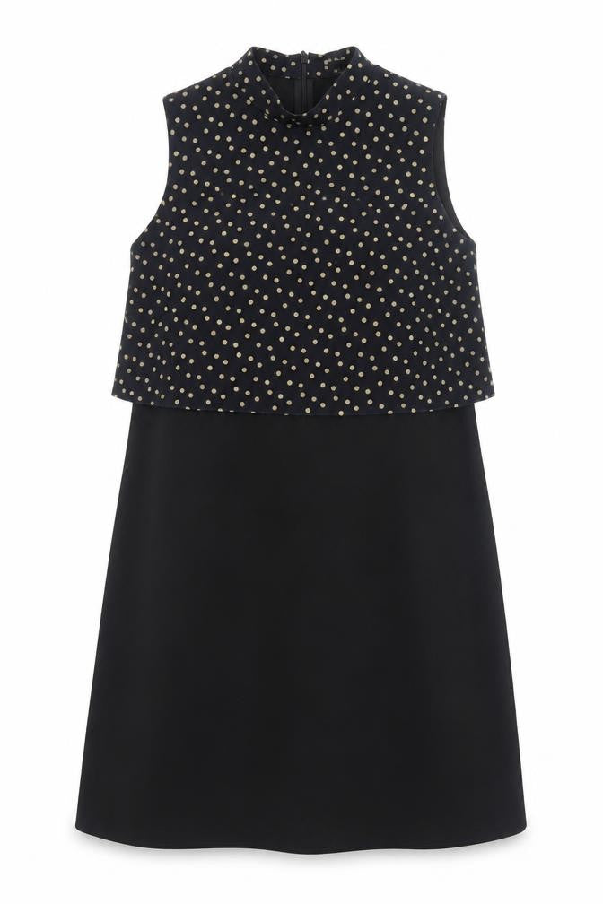 River Island Womens Black Geometric Polyester A-Line Size 12 Mock Neck Zip