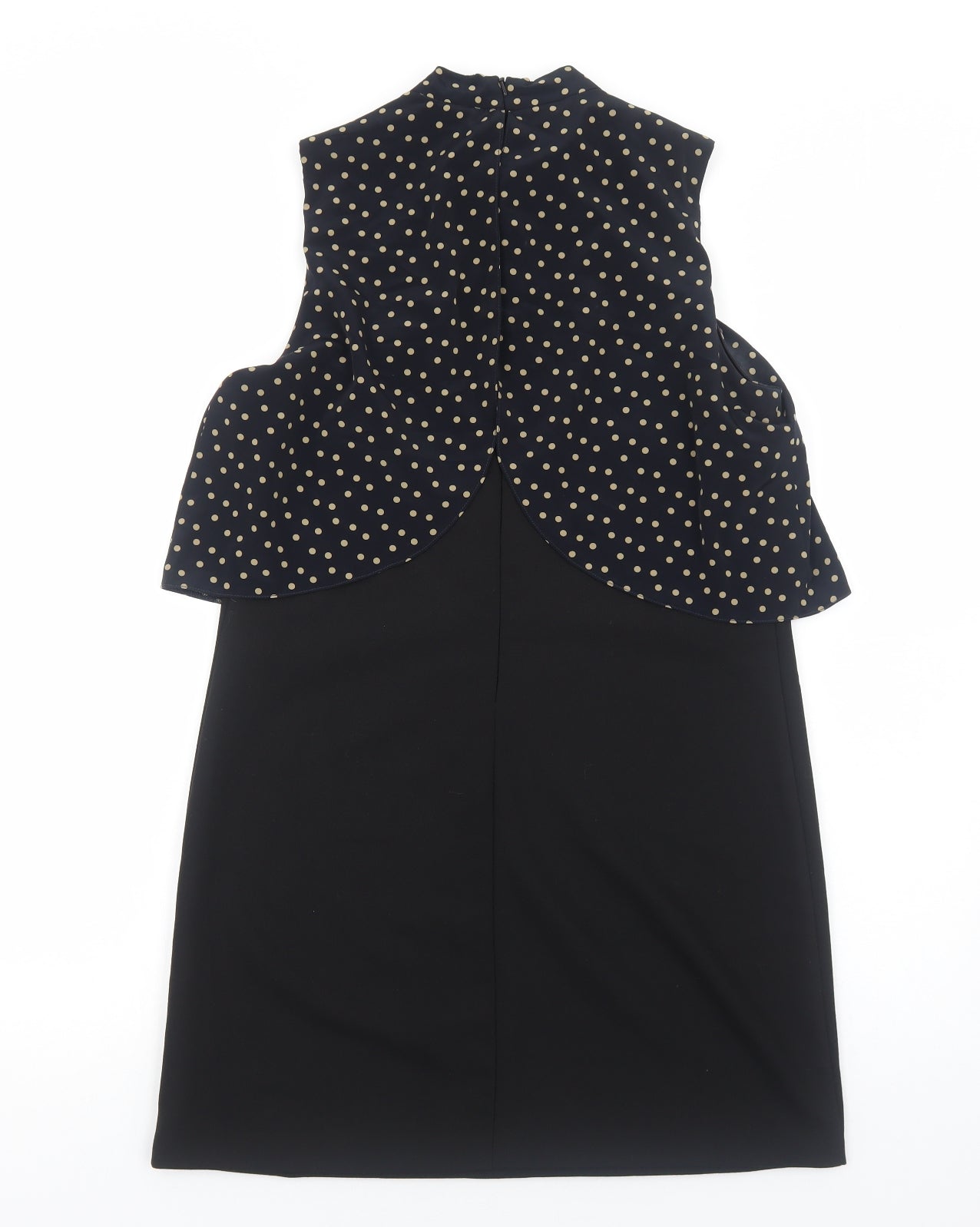 River Island Womens Black Geometric Polyester A-Line Size 12 Mock Neck Zip