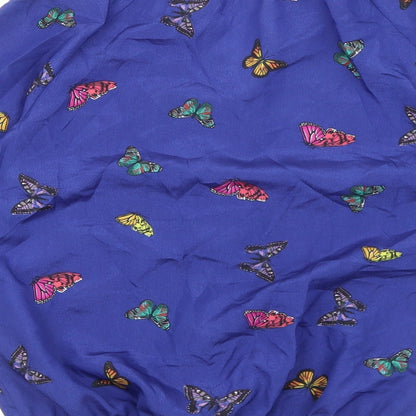 Preloved Monsoon Womens Blue Geometric Polyester Basic Blouse Size S V-Neck - Butterfly Pattern - Label