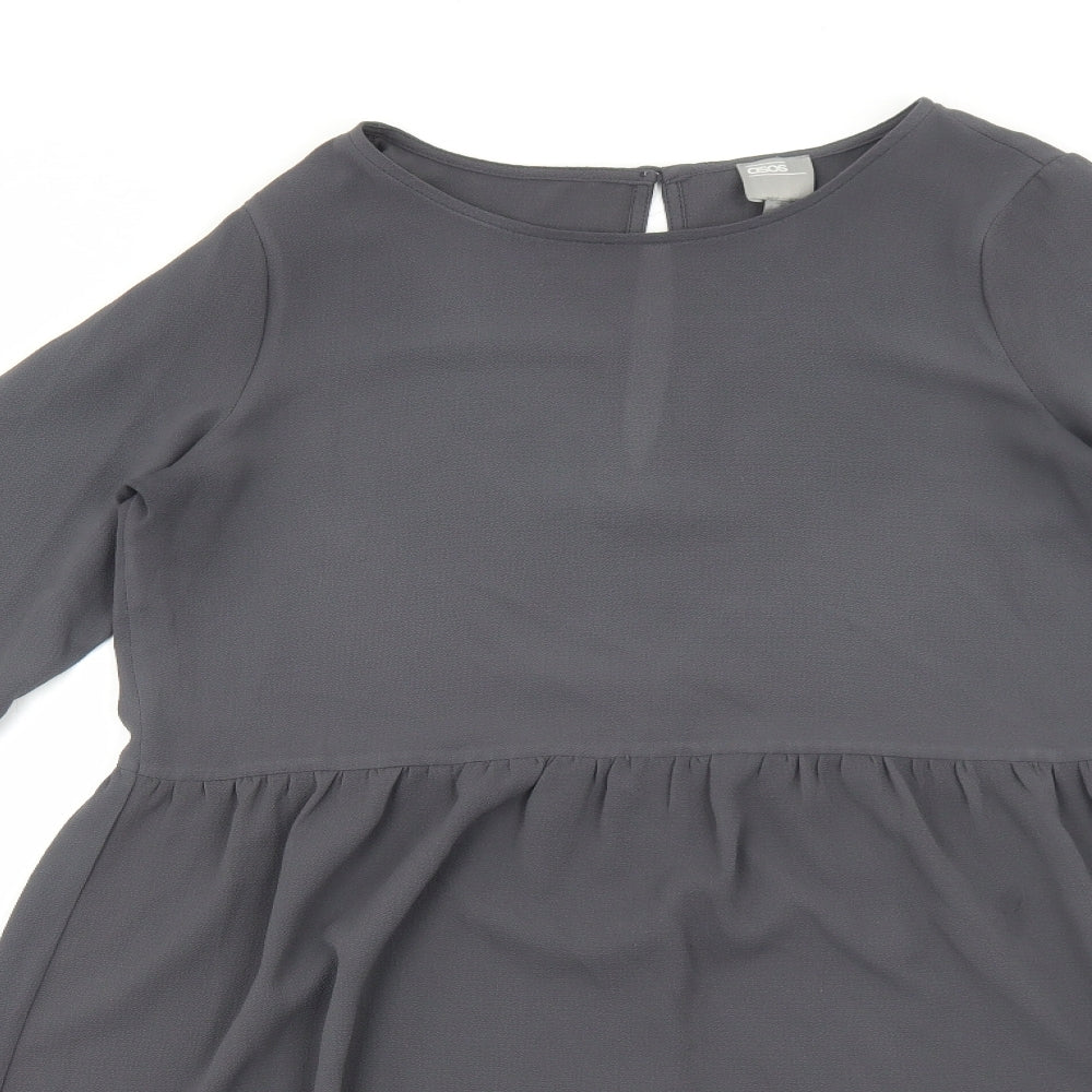 ASOS Womens Grey Polyester A-Line Size 8 Round Neck Pullover
