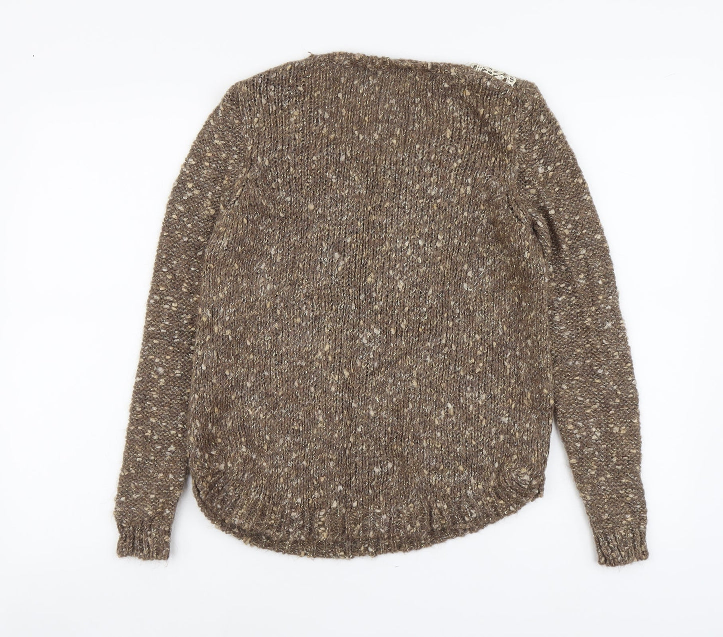 Marks and Spencer Womens Brown Round Neck Acrylic Pullover Jumper Size 8