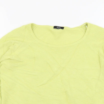 F&F Womens Green Round Neck Viscose Pullover Jumper Size 12