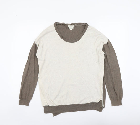 NEXT Womens Beige Round Neck Cotton Pullover Jumper Size 10