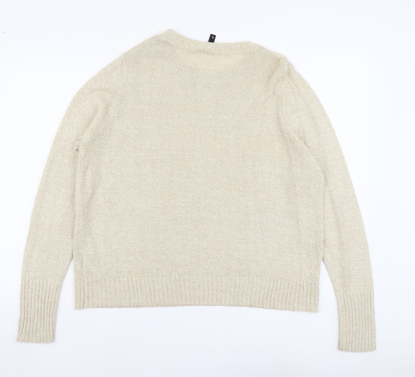 H&M Womens Beige Round Neck Acrylic Pullover Jumper Size L