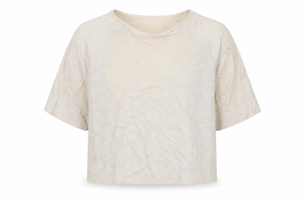New Look Womens Beige Polyester Basic T-Shirt Size 14 Round Neck