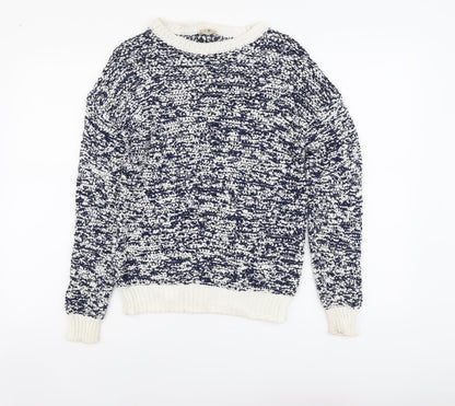 Tu Womens Blue Scoop Neck Cotton Pullover Jumper Size 8