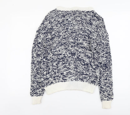 Tu Womens Blue Scoop Neck Cotton Pullover Jumper Size 8