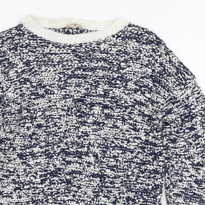 Tu Womens Blue Scoop Neck Cotton Pullover Jumper Size 8