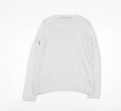 Next Womens Grey Scoop Neck Acrylic Pullover Jumper Size 10 - Seals