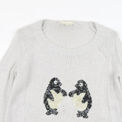 Next Womens Grey Scoop Neck Acrylic Pullover Jumper Size 10 - Seals