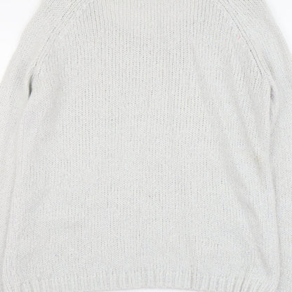 Next Womens Grey Scoop Neck Acrylic Pullover Jumper Size 10 - Seals