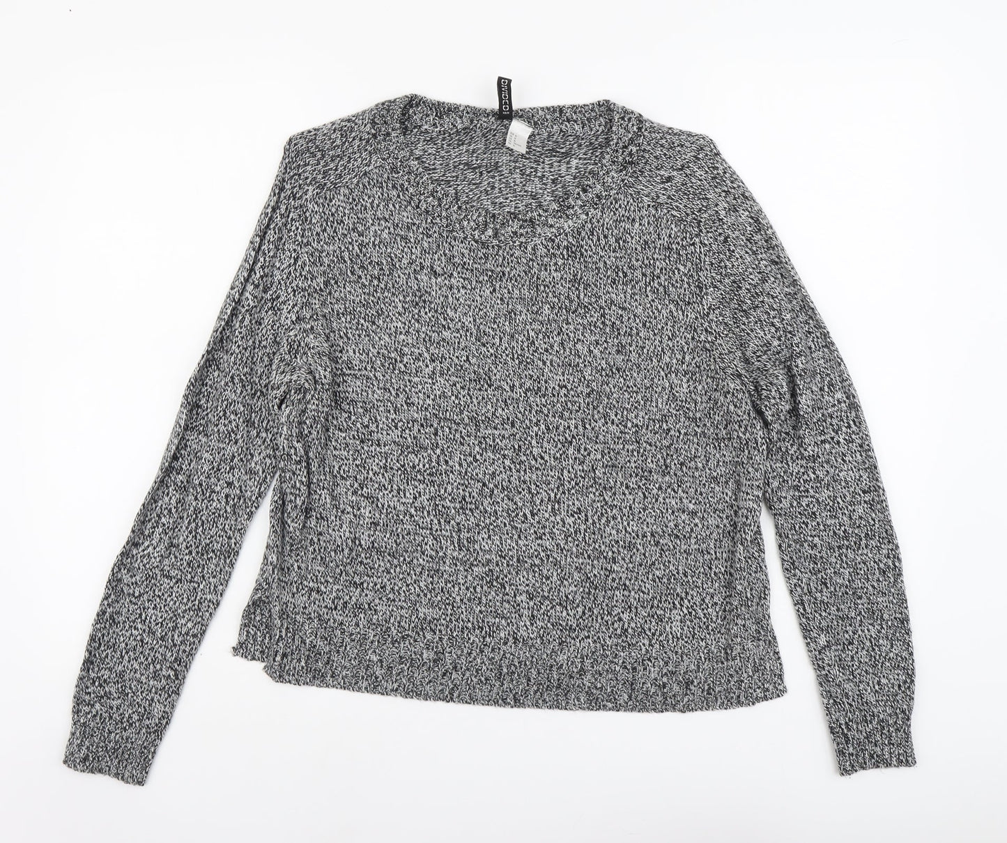 H&M Womens Grey Scoop Neck Acrylic Pullover Jumper Size M