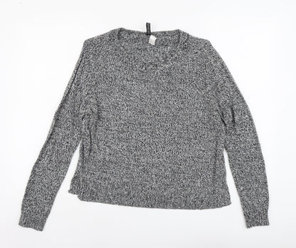 H&M Womens Grey Scoop Neck Acrylic Pullover Jumper Size M