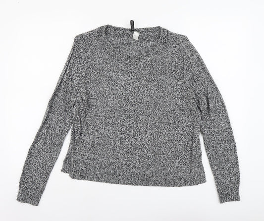 H&M Womens Grey Scoop Neck Acrylic Pullover Jumper Size M