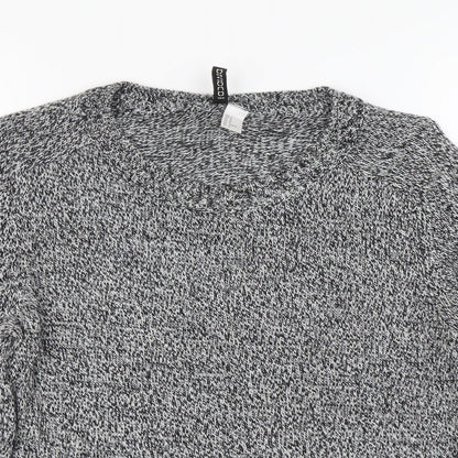 H&M Womens Grey Scoop Neck Acrylic Pullover Jumper Size M