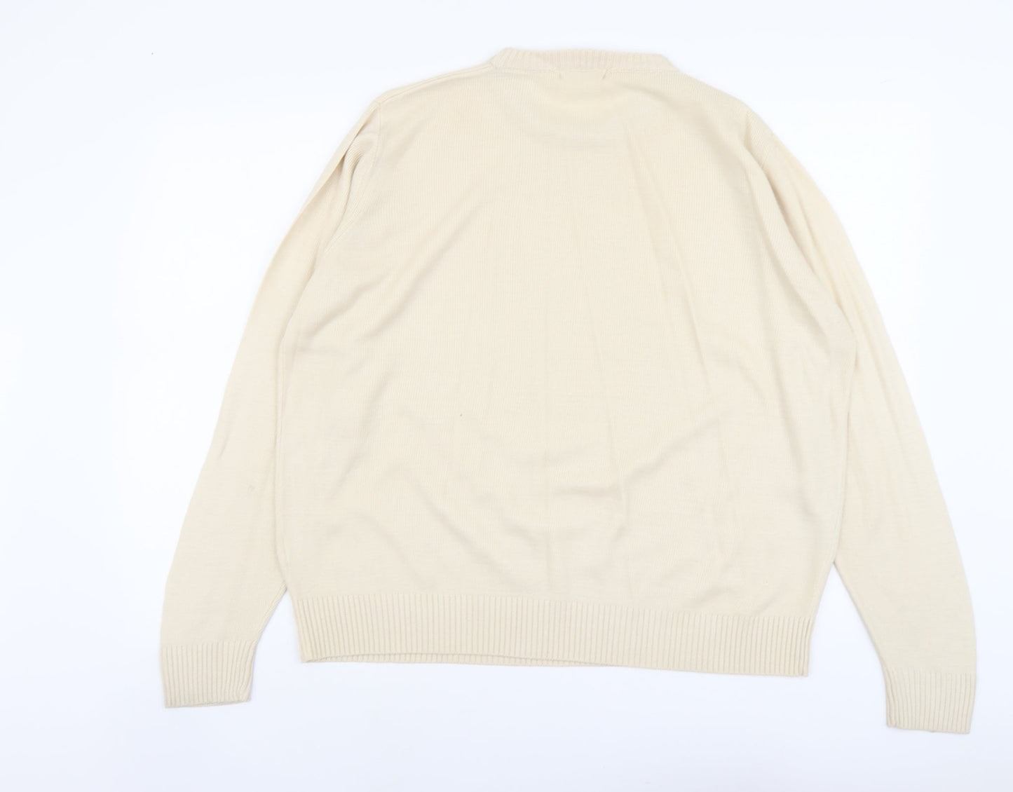 Berkertex Womens Beige Round Neck Acrylic Pullover Jumper Size 14