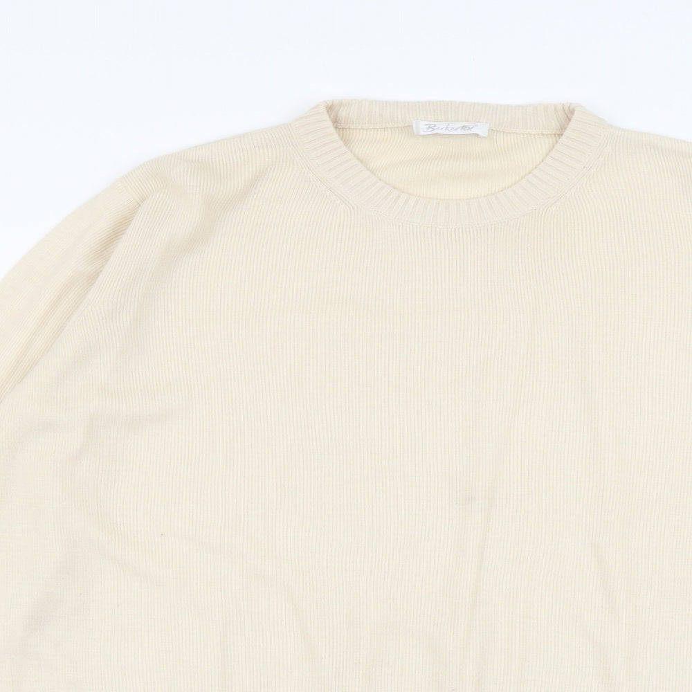 Berkertex Womens Beige Round Neck Acrylic Pullover Jumper Size 14