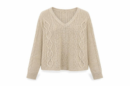 Next Womens Beige V-Neck Acrylic Pullover Jumper Size S