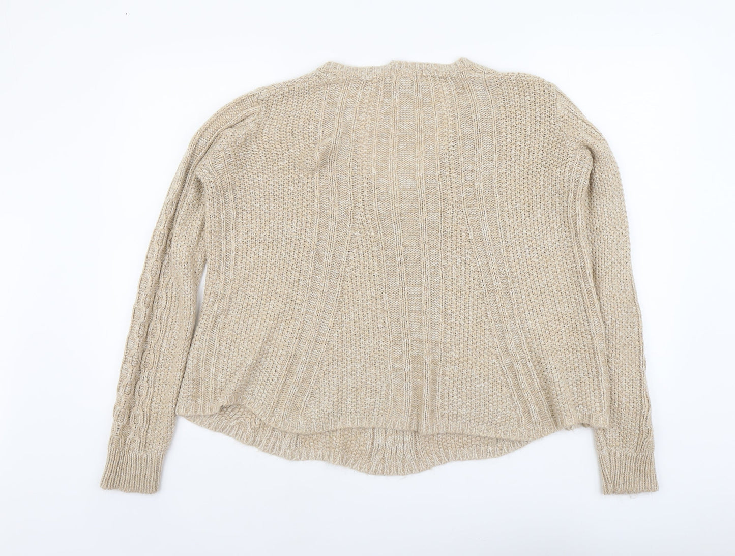 NEXT Womens Beige V-Neck Acrylic Pullover Jumper Size S
