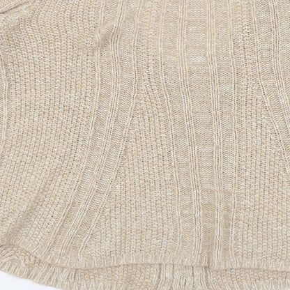 Next Womens Beige V-Neck Acrylic Pullover Jumper Size S
