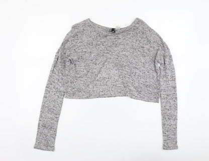 H&M Womens Grey Scoop Neck Viscose Pullover Jumper Size S
