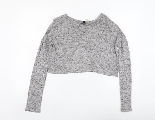 H&M Womens Grey Scoop Neck Viscose Pullover Jumper Size S