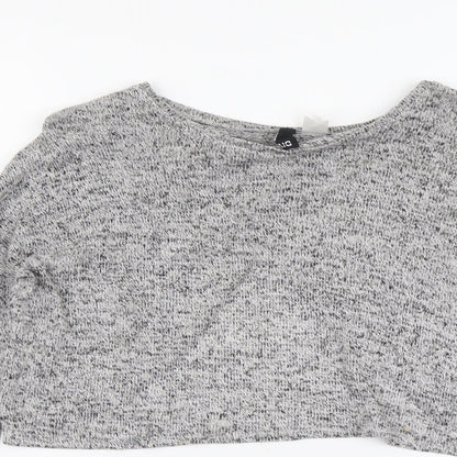 H&M Womens Grey Scoop Neck Viscose Pullover Jumper Size S