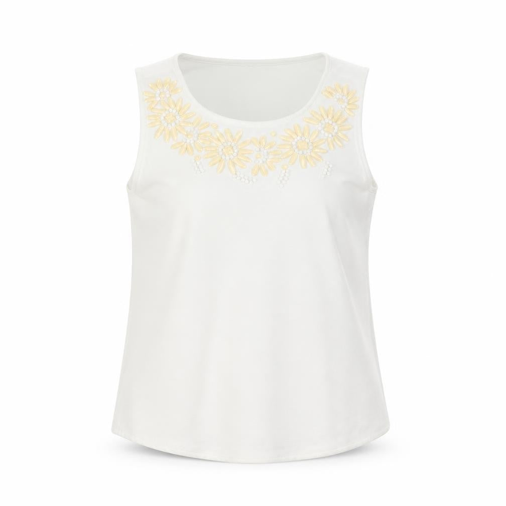 F&F Womens White Polyester Basic Tank Size 8 Scoop Neck