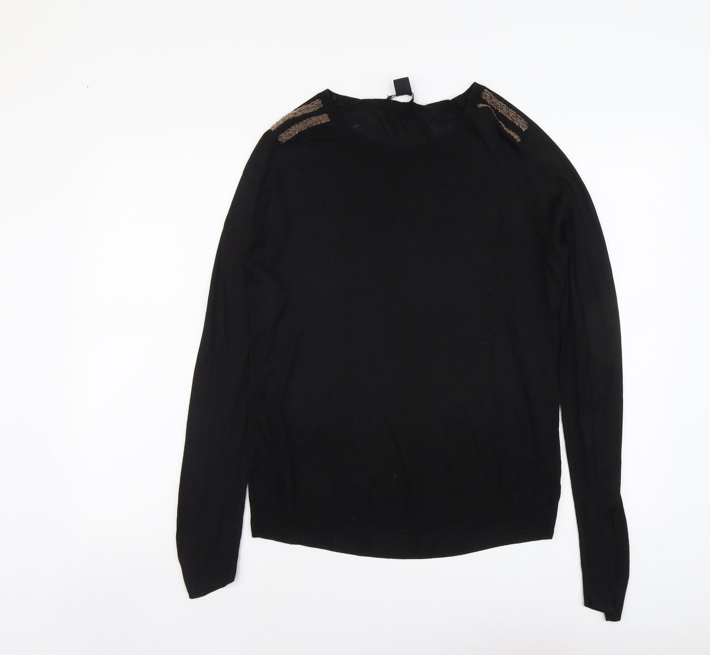 H&M Womens Black Round Neck Acrylic Pullover Jumper Size S