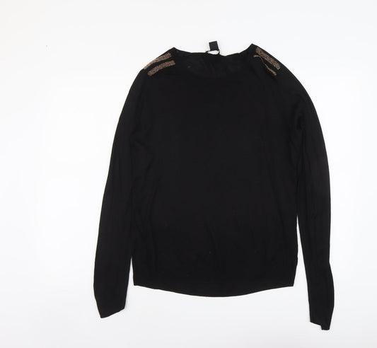 H&M Womens Black Round Neck Acrylic Pullover Jumper Size S