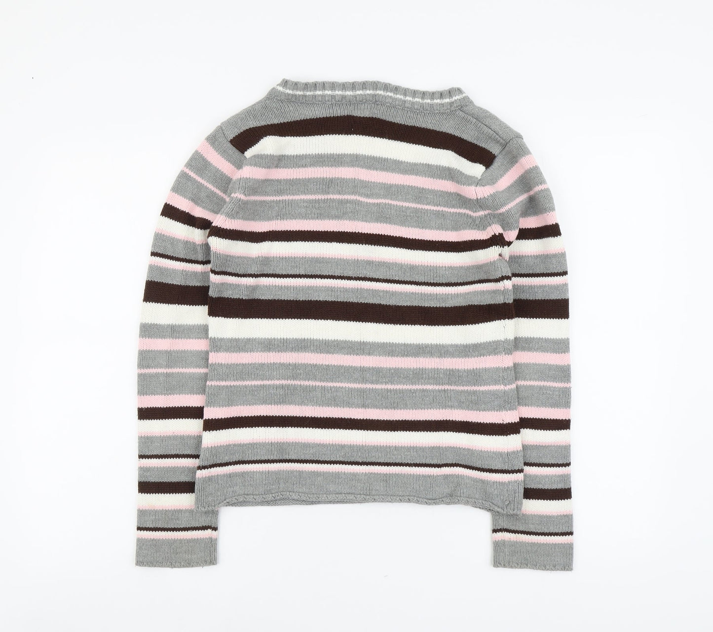 Suzy Womens Multicoloured V-Neck Striped Acrylic Pullover Jumper Size L
