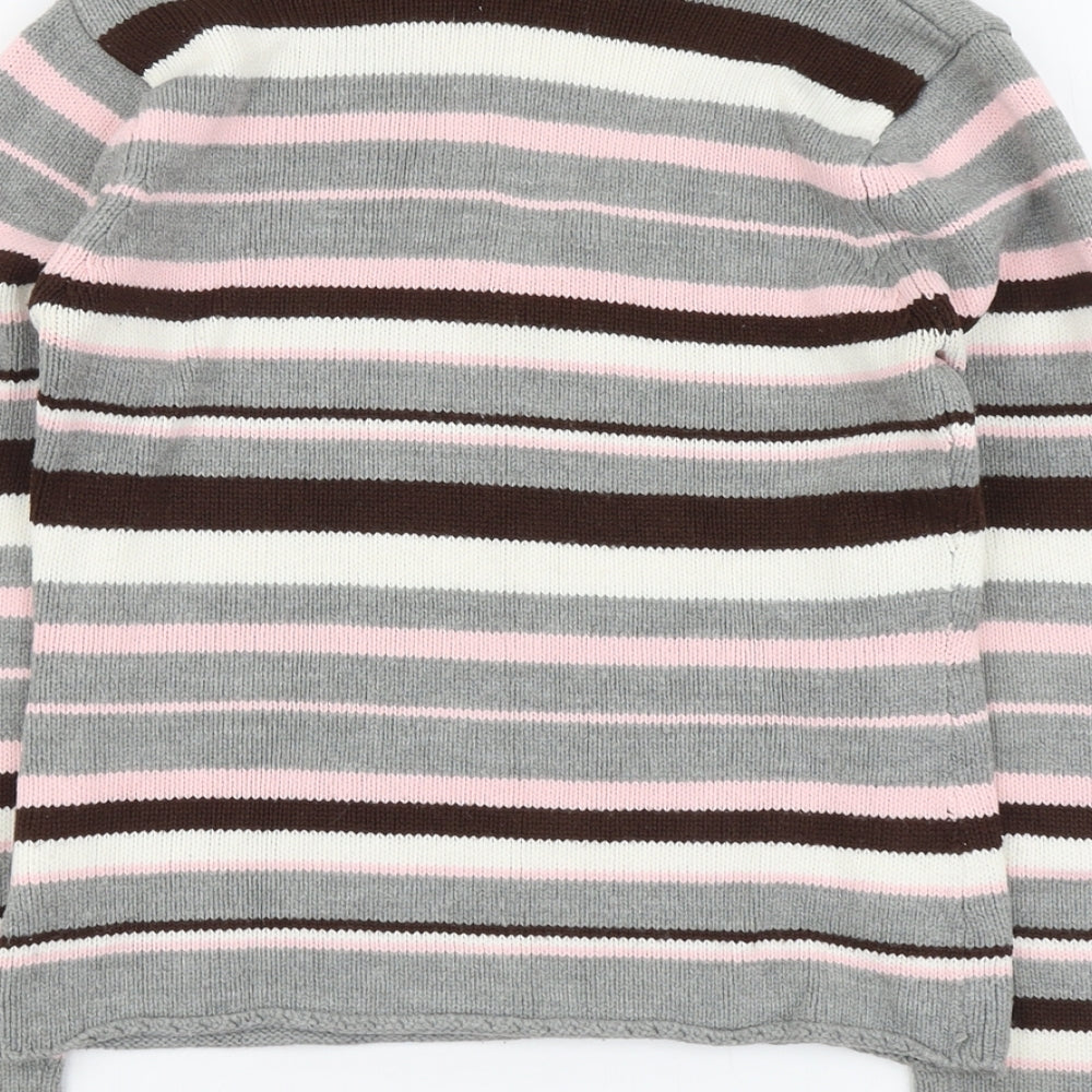 Suzy Womens Multicoloured V-Neck Striped Acrylic Pullover Jumper Size L
