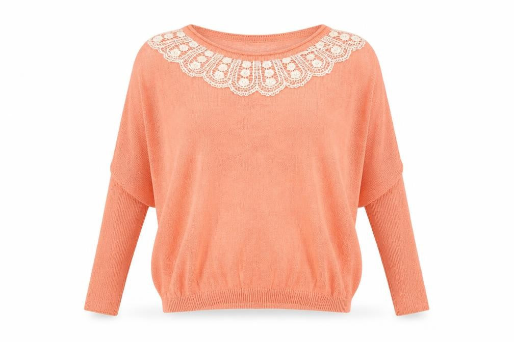 Katsumi Womens Orange Scoop Neck Acrylic Pullover Jumper Size S