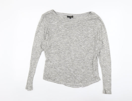 New Look Womens Grey Boat Neck Acrylic Pullover Jumper Size 10