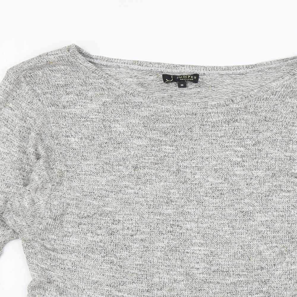 New Look Womens Grey Boat Neck Acrylic Pullover Jumper Size 10